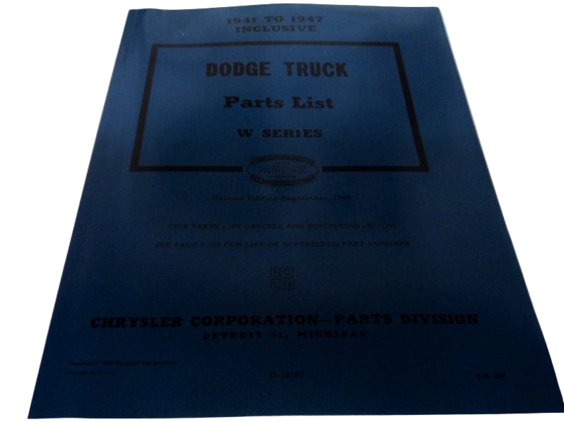 Parts Manual Dodge Truck W-Series 1941-1947