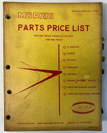 Original 1956 Mopar Parts Price List D-15678