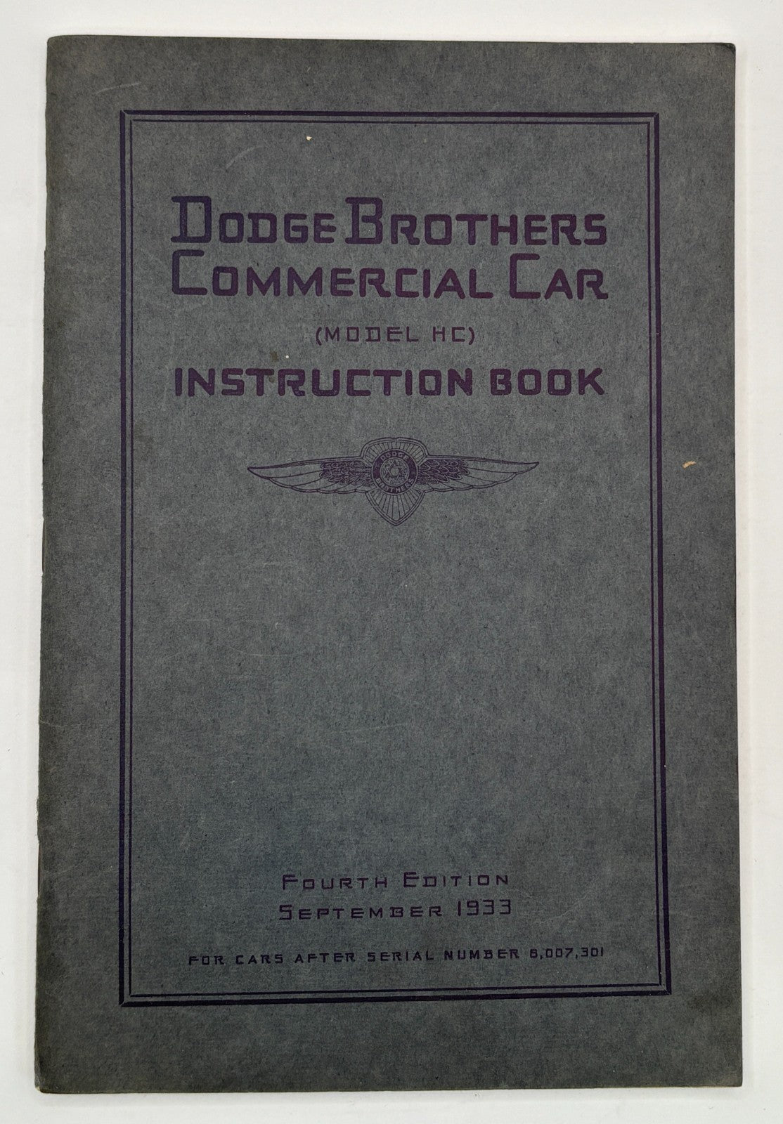 Original 1933 Dodge Brothers Commercial Car Instruction Book #D-2498