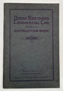 Original 1933 Dodge Brothers Commercial Car Instruction Book #D-2498