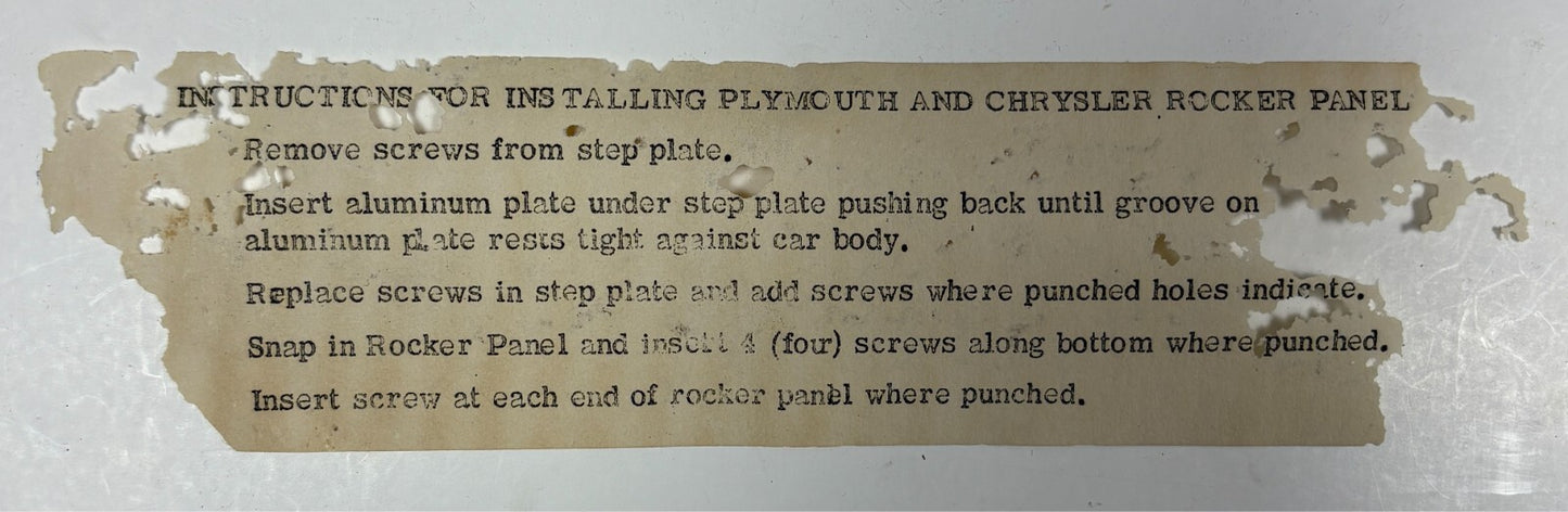 New Old Stock Rocker Panel Repair & Dressup Pkg for 1959 Dodge Mopar #2421409