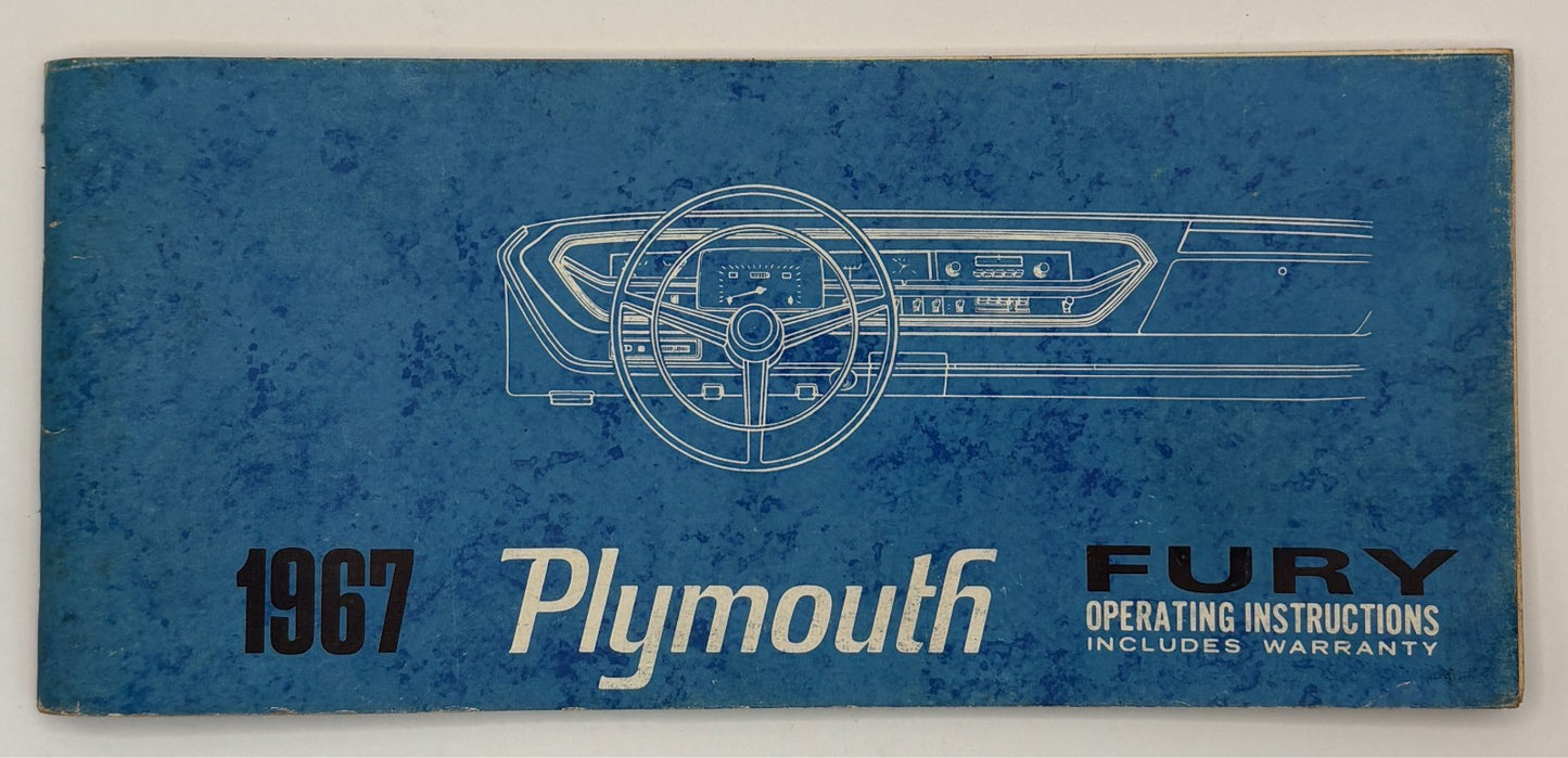 Original 1967 Plymouth Fury Operating Instructions #81-570-7455