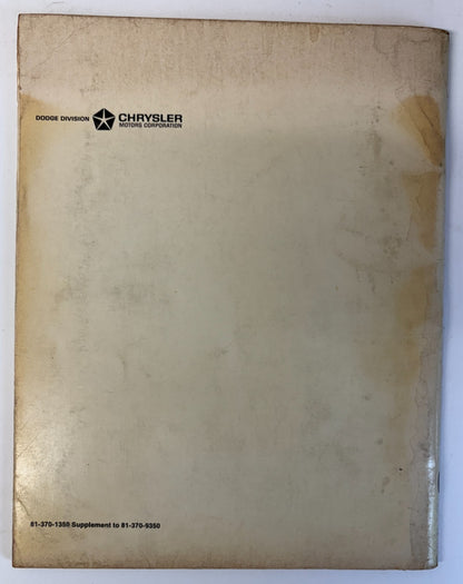 Original 1971 Dodge Trucks Service Manual Supplement 81-370-1350