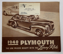 Original 1940 Plymouth "The Low Priced Beauty with the Luxury Ride" #2637-K 8-39