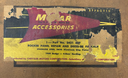 New Old Stock Rocker Panel Repair & Dressup Pkg for 1959 Dodge Mopar #2421409