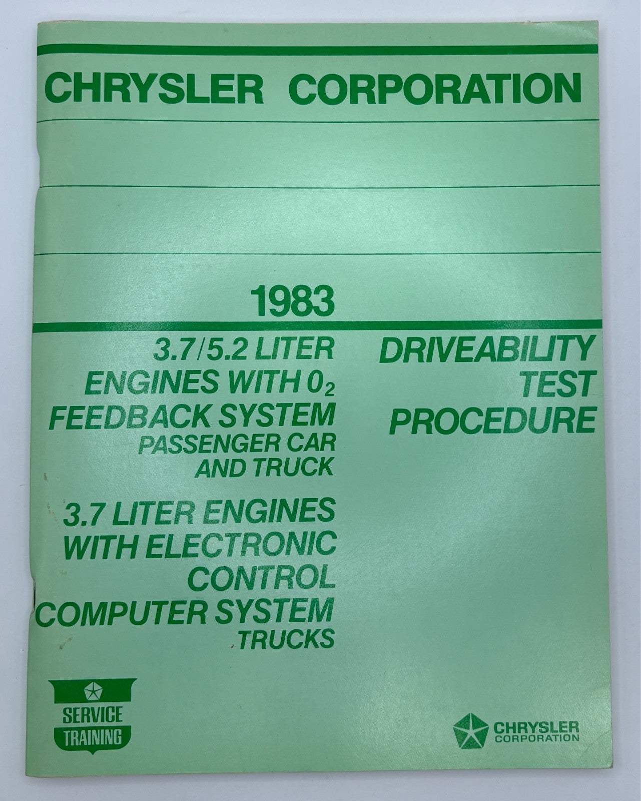 Original 1983 Chrysler Driveability Test Procedure Manual #81-699-3005 ...