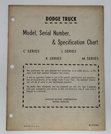 Original Dodge Truck Model, Serial Number & Specification Chart #D-17250