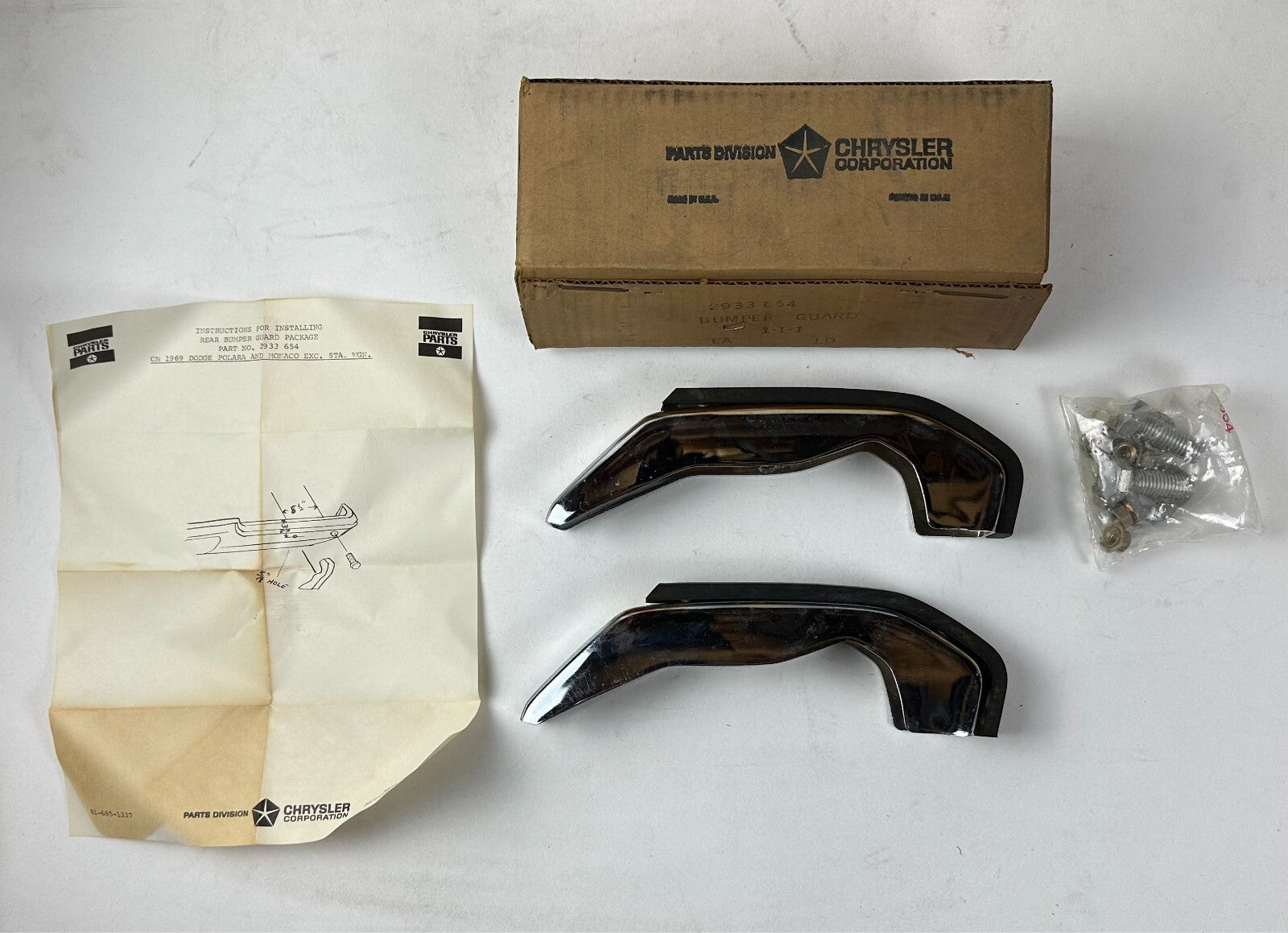 NOS Mopar 1969 Dodge Rear Bumper Guard Pkg Polara Monaco #2933654 ...