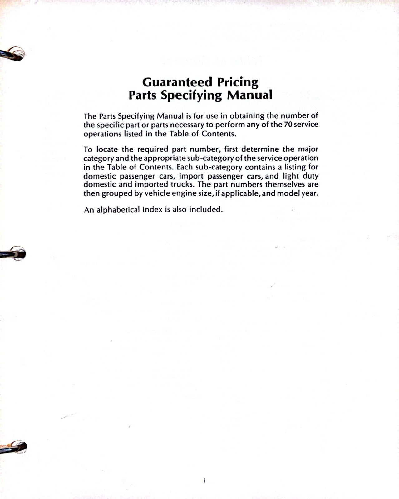 Original 1979 Guaranteed Pricing Parts Specifying Manual