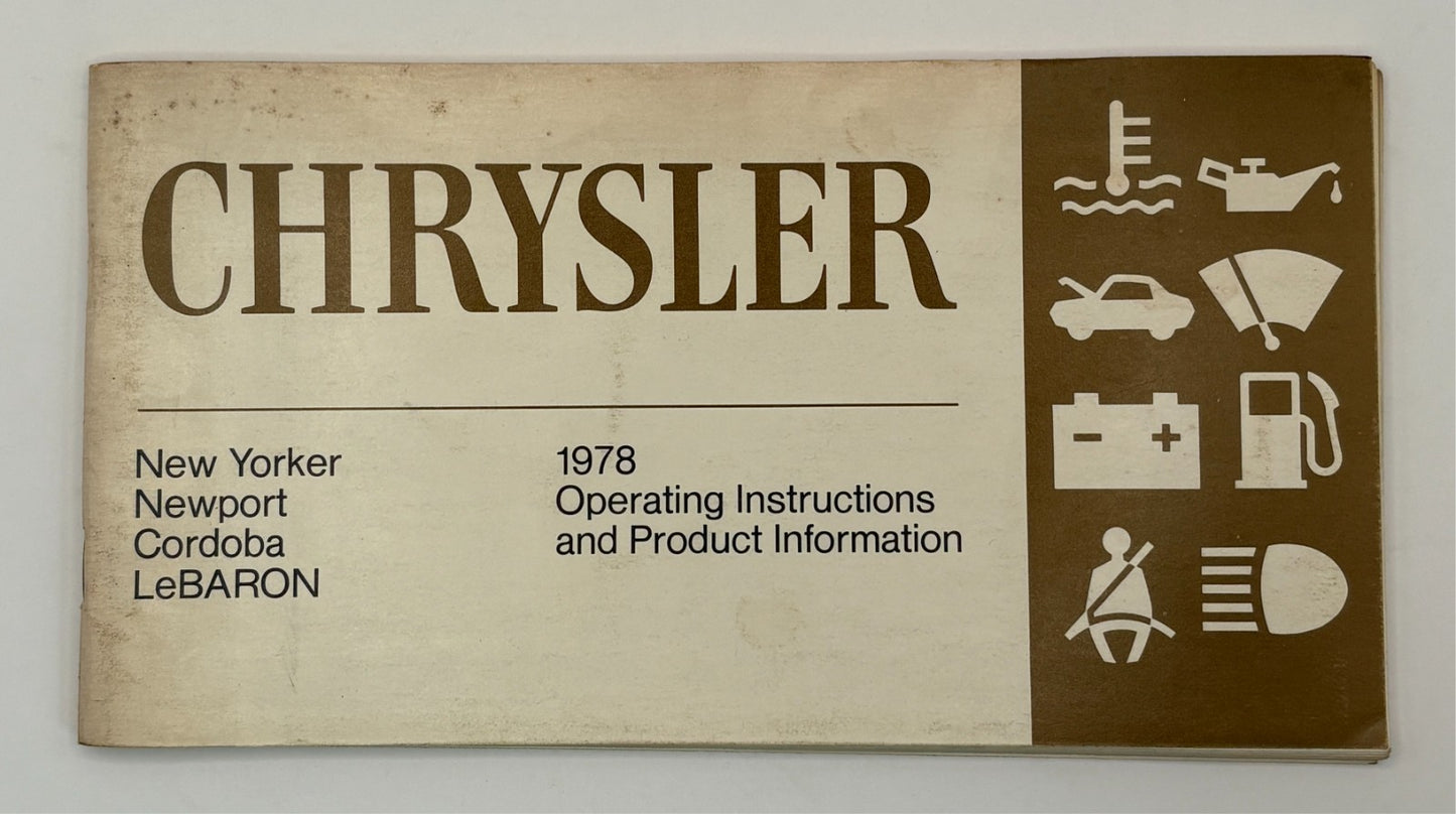 Original 1978 Chrysler Operating Instructions #81-270-8103