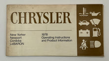 Original 1978 Chrysler Operating Instructions #81-270-8103