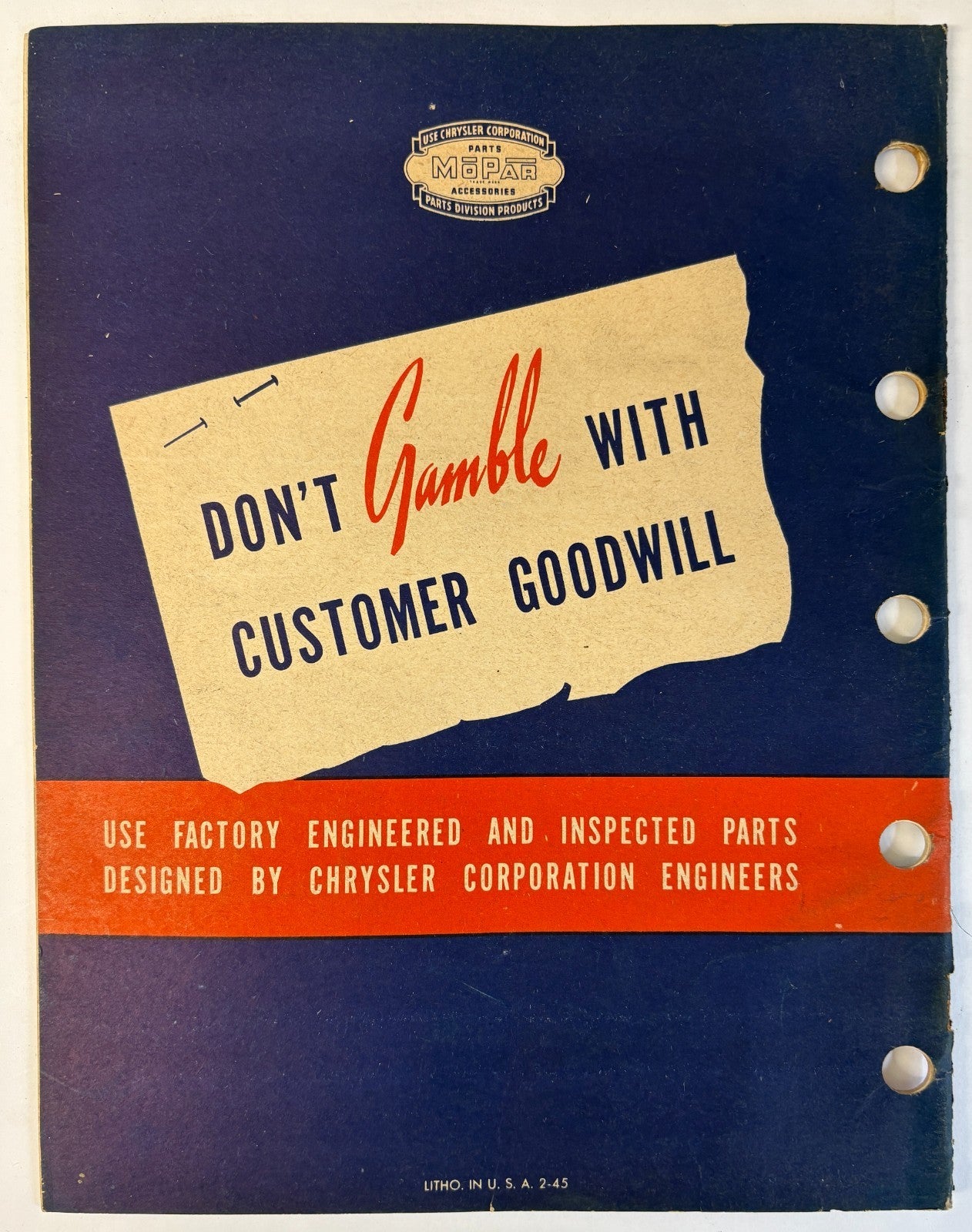 Original 1945 Mopar Model Chart and Serial Number Guide D-10918