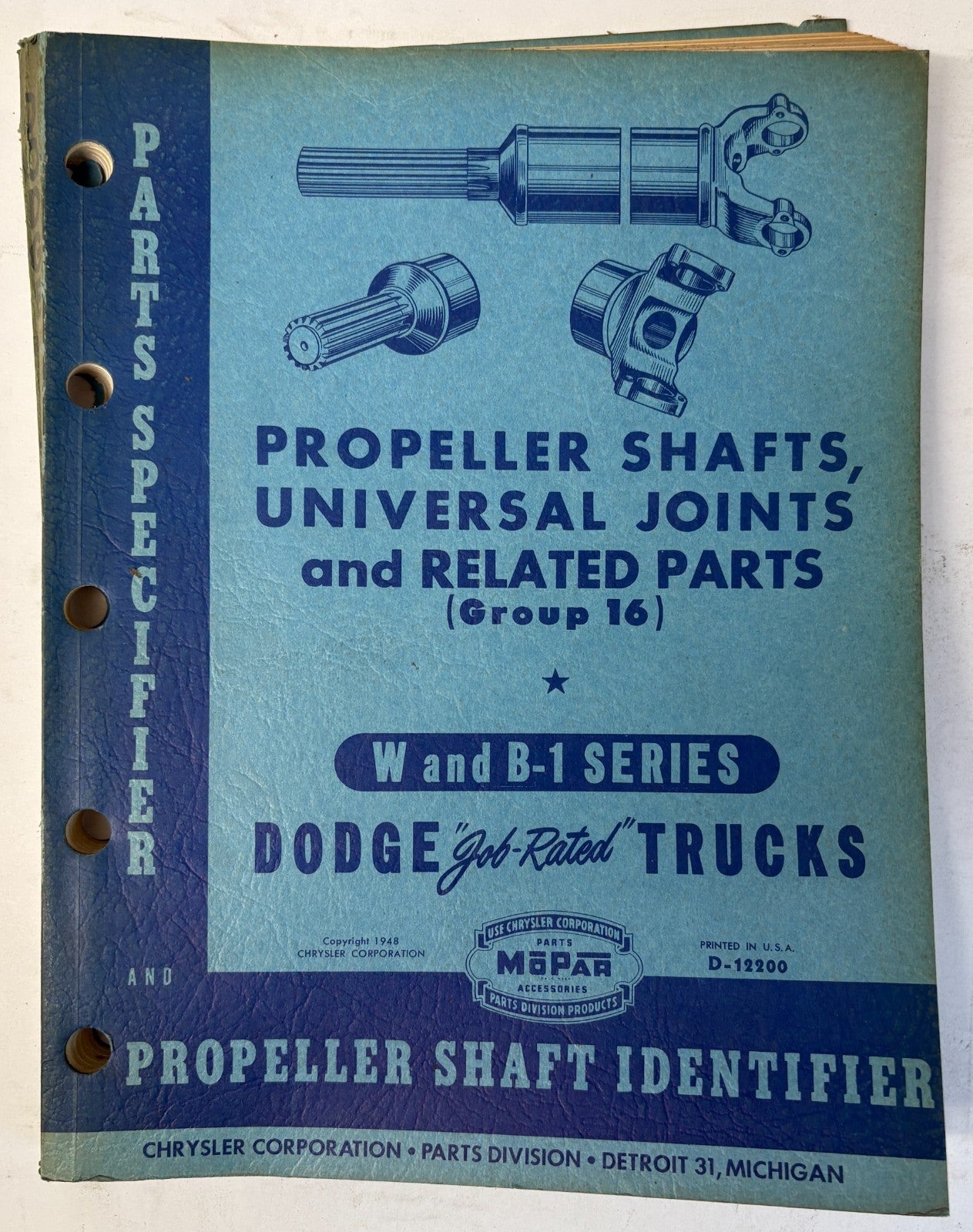 Original 1948 Dodge Propeller Shafts, Universal Joints and Related Parts D-12200