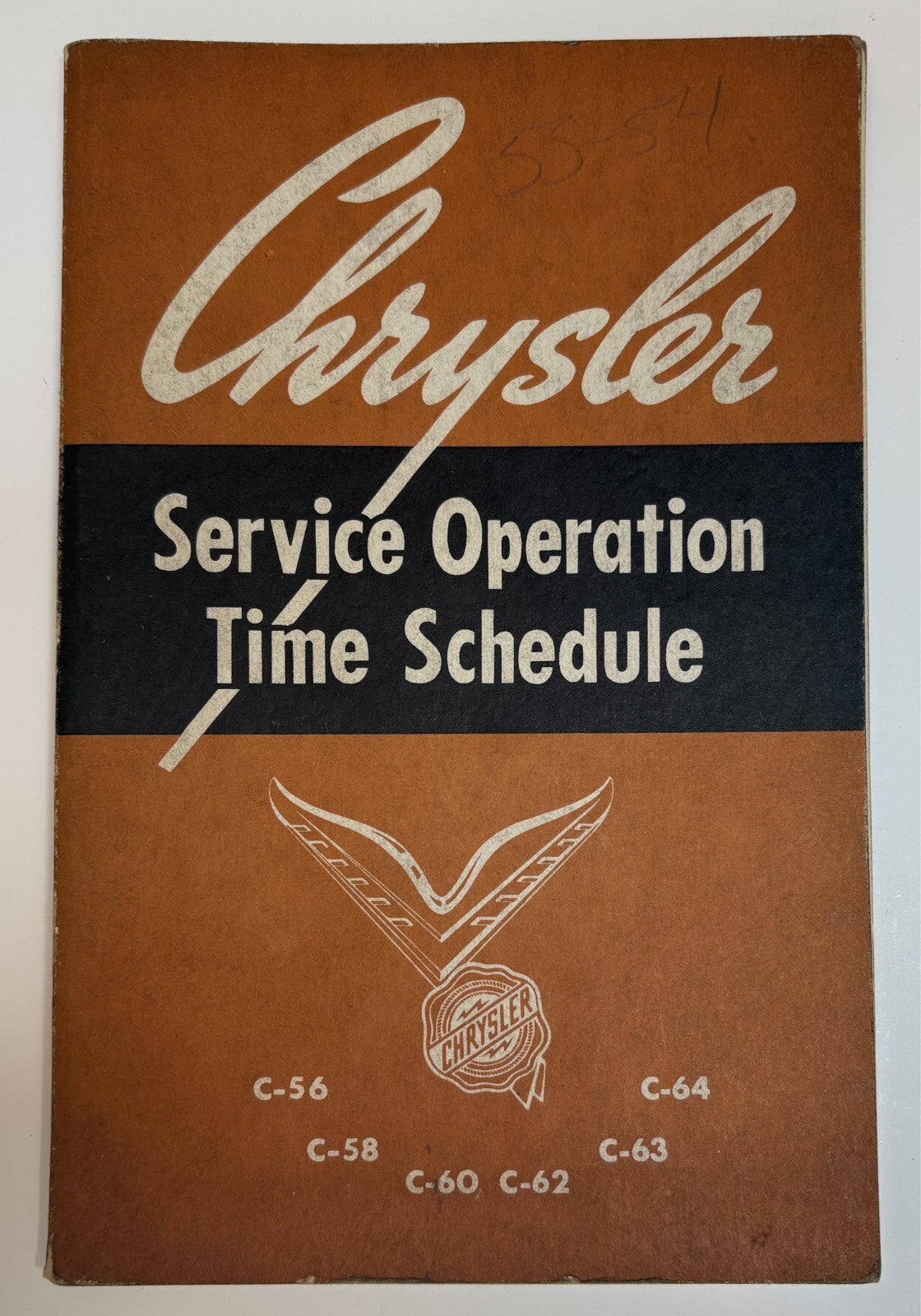 Original 1954-55 Chrysler Service Operation Time Schedule #D-14951