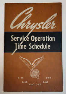 Original 1954-55 Chrysler Service Operation Time Schedule #D-14951