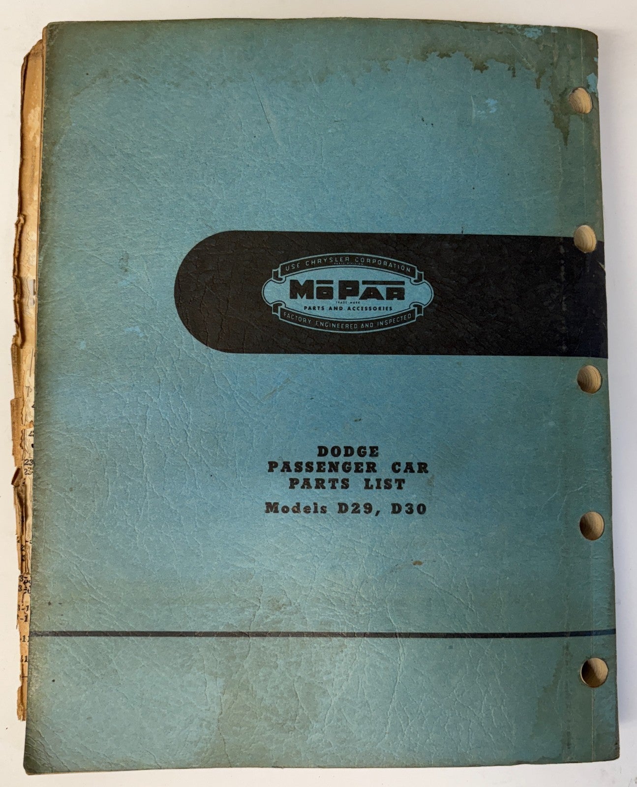 1949 Dodge Passenger Car Dealer Parts List Book Models D29 D30 Original D-12675