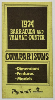 Original 1974 Plymouth Barracuda and Valiant Duster Comparisons Pamphlet