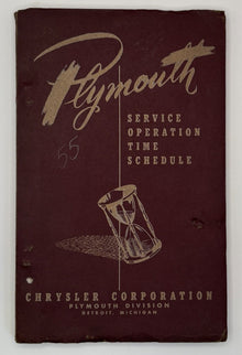 Original 1955 Plymouth Service Operation Time Schedule