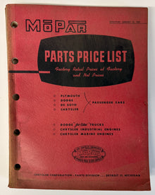 Original 1953 Mopar Parts Price List Manual D-14491
