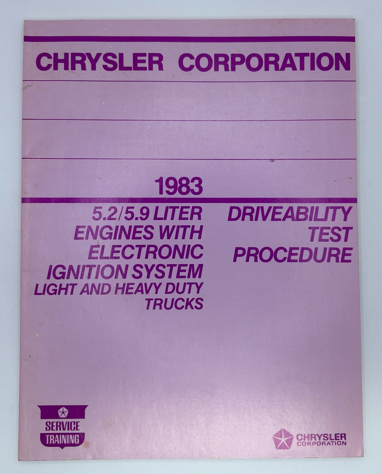 Original 1983 Chrysler Driveability Test Procedure Manual #81-699-3006 ...