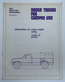 Original 1977 Dodge Trucks For Camper Use Consumer Information #81-570-7001