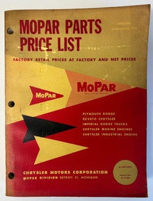 Original 1959 Mopar Parts Price List 81-690-0039
