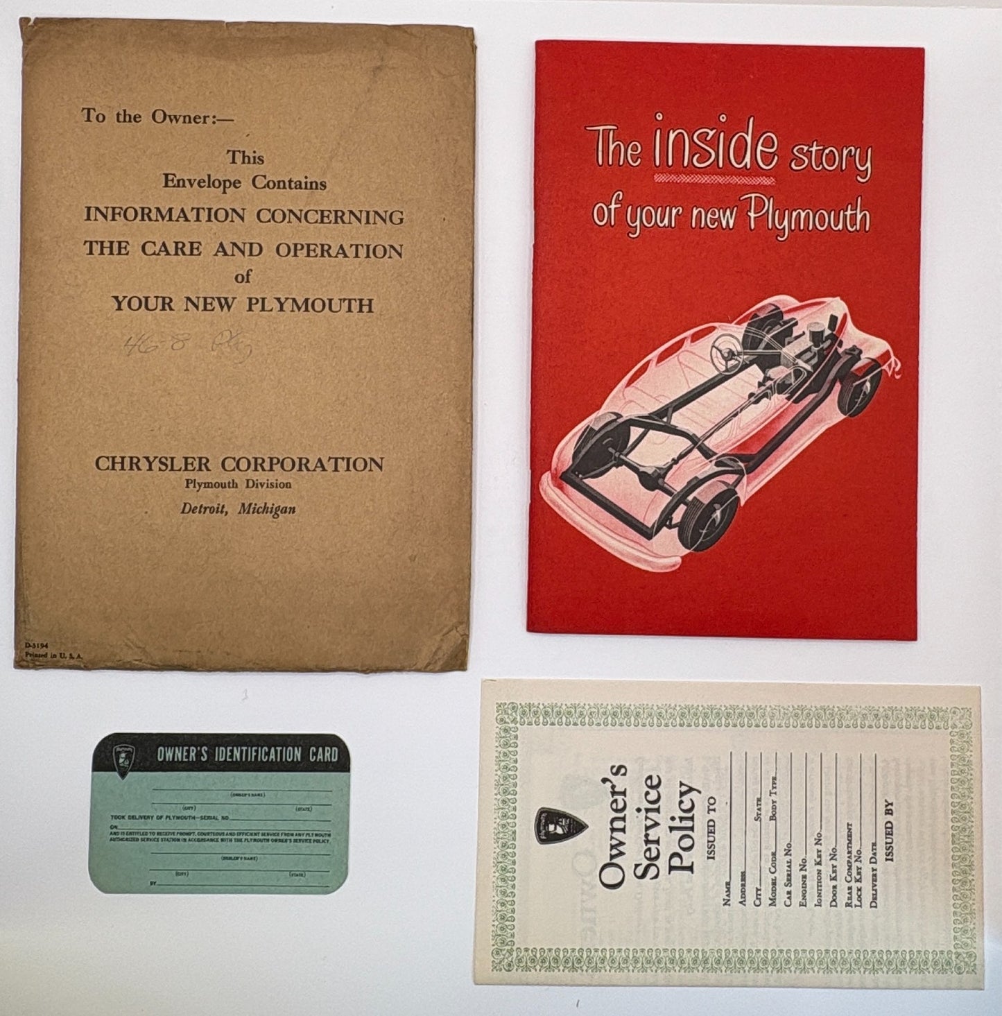 Original 1946-48 Plymouth Care and Operation Package #D-3194