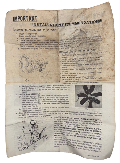 New Old Reproduction Stock Water Pump Assembly w/ Gasket for 1958-69 #2808680