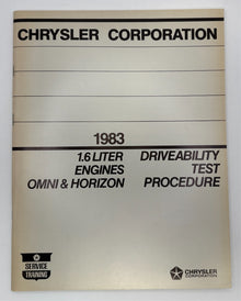 Original 1983 Chrysler Driveability Test Procedure Manual #81-699-3010