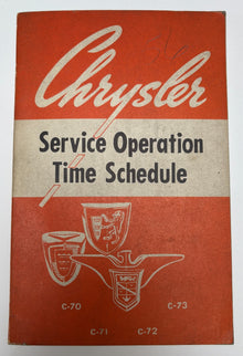 D-15652Chrysler Chrysler Service Operation Time Schedule Schedule1956