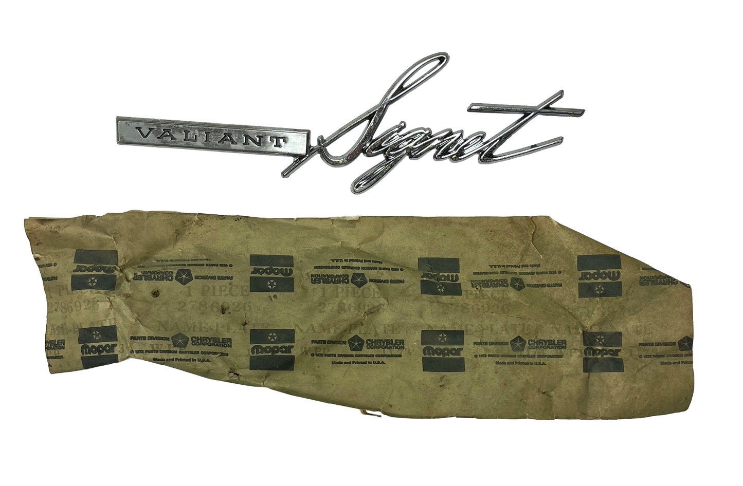 New Old Stock Fender Nameplate for 1968 Plymouth Valiant Signet #2786926