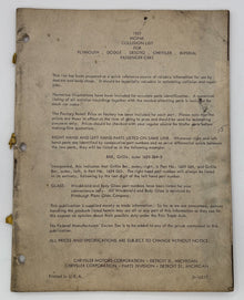 Original 1957 Mopar Collision List for Passenger Cars #D-16217