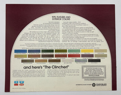 Original 1975 Chrysler Cordoba "New Small Chrysler" Brochure #12-15-74 (Rev)