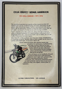 Original Ossa Service Repair Handbook 1971-1976 Clymer Publications