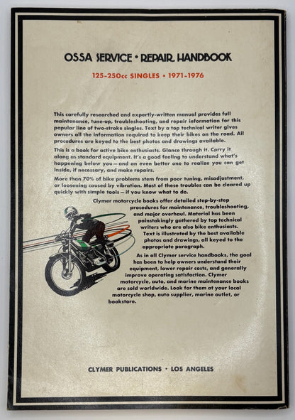 Original Ossa Service Repair Handbook 1971-1976 Clymer Publications