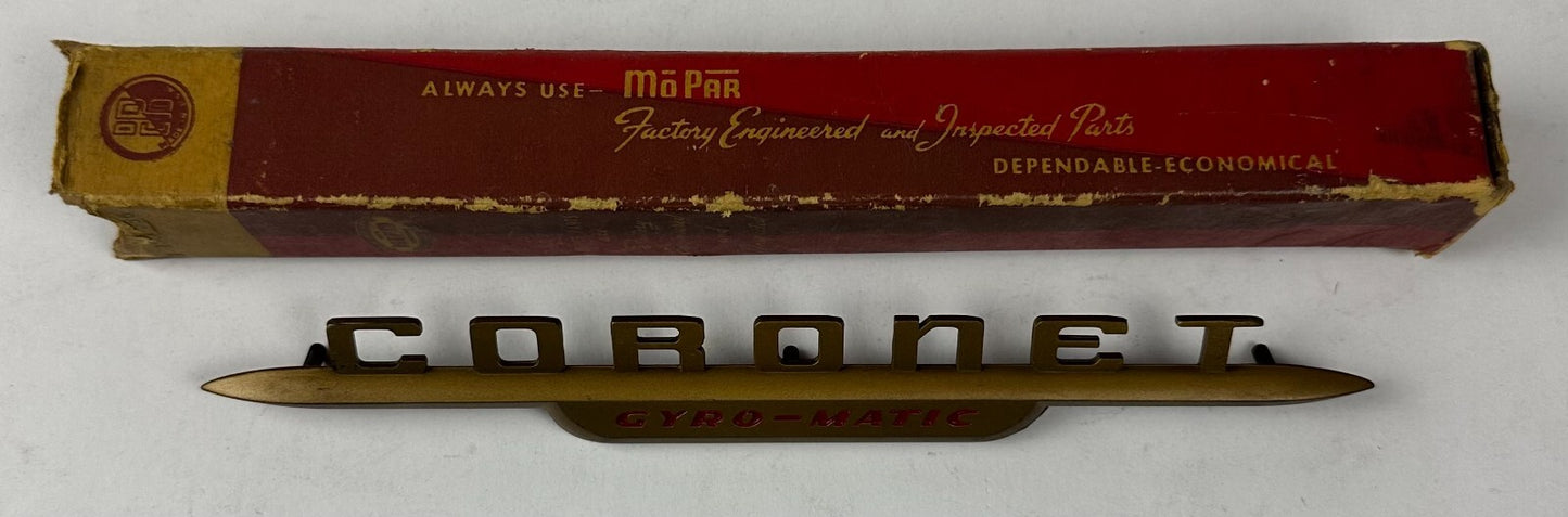 Mopar Fender Nameplate 1949-50 Dodge Coronet Gyro Matic Models NOS #1301386