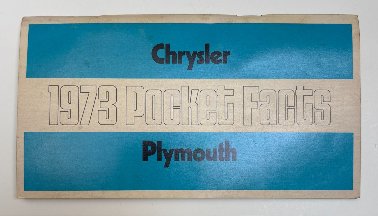 Original 1973 Chrysler Plymouth "1973 Pocket Facts" Salesman Reference