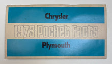 Original 1973 Chrysler Plymouth "1973 Pocket Facts" Salesman Reference