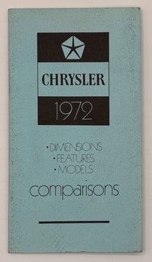 Original 1972 Chrysler Comparisons Pamphlet