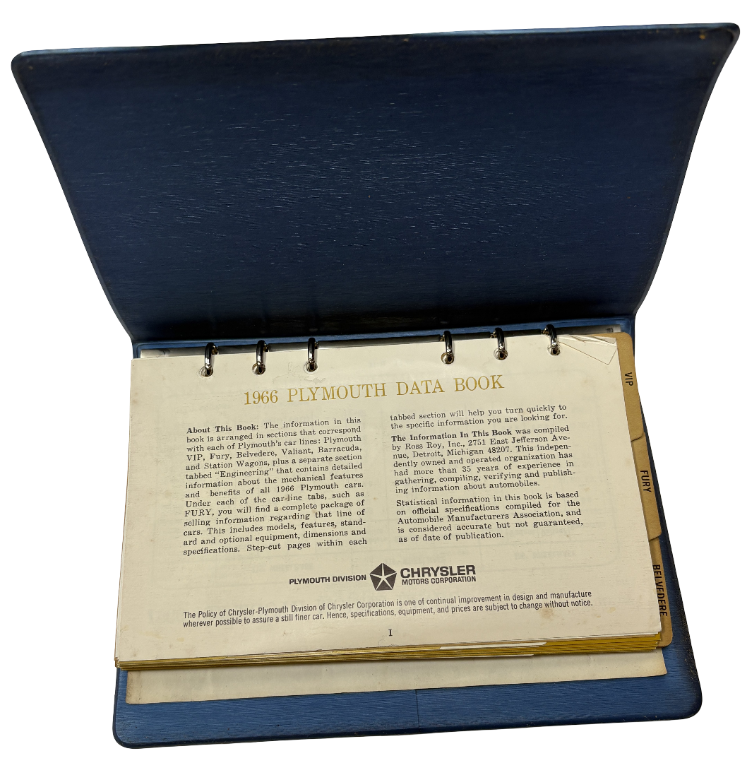 Original 1966 Plymouth Data Book
